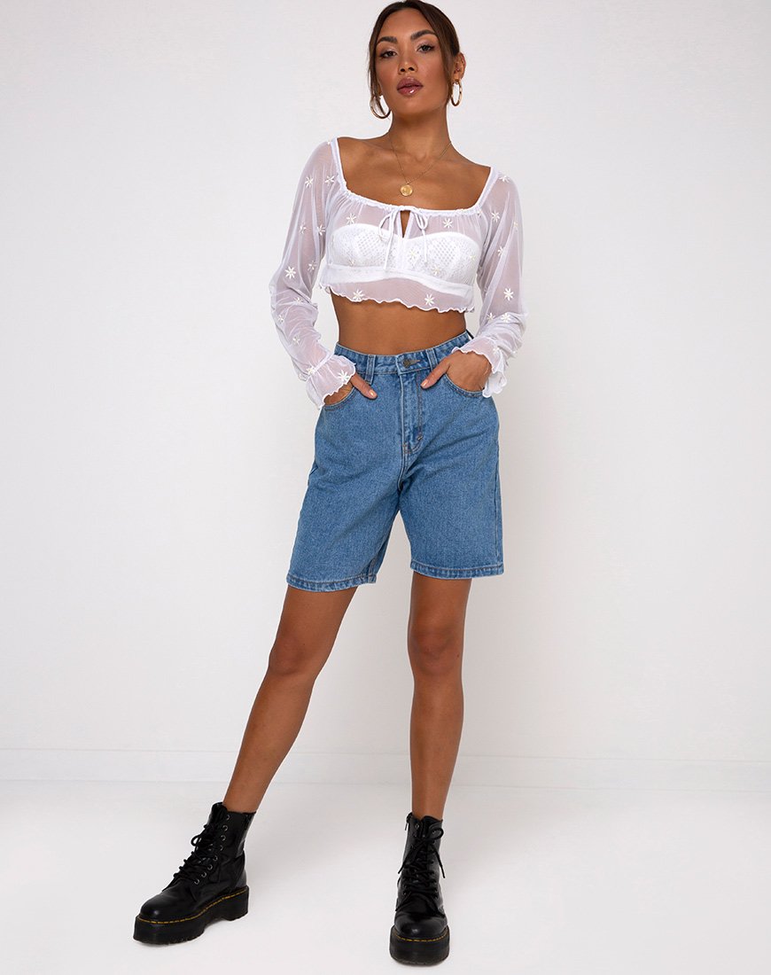 Imagen de Salima Top de manga larga en blanco Daisy Embro White