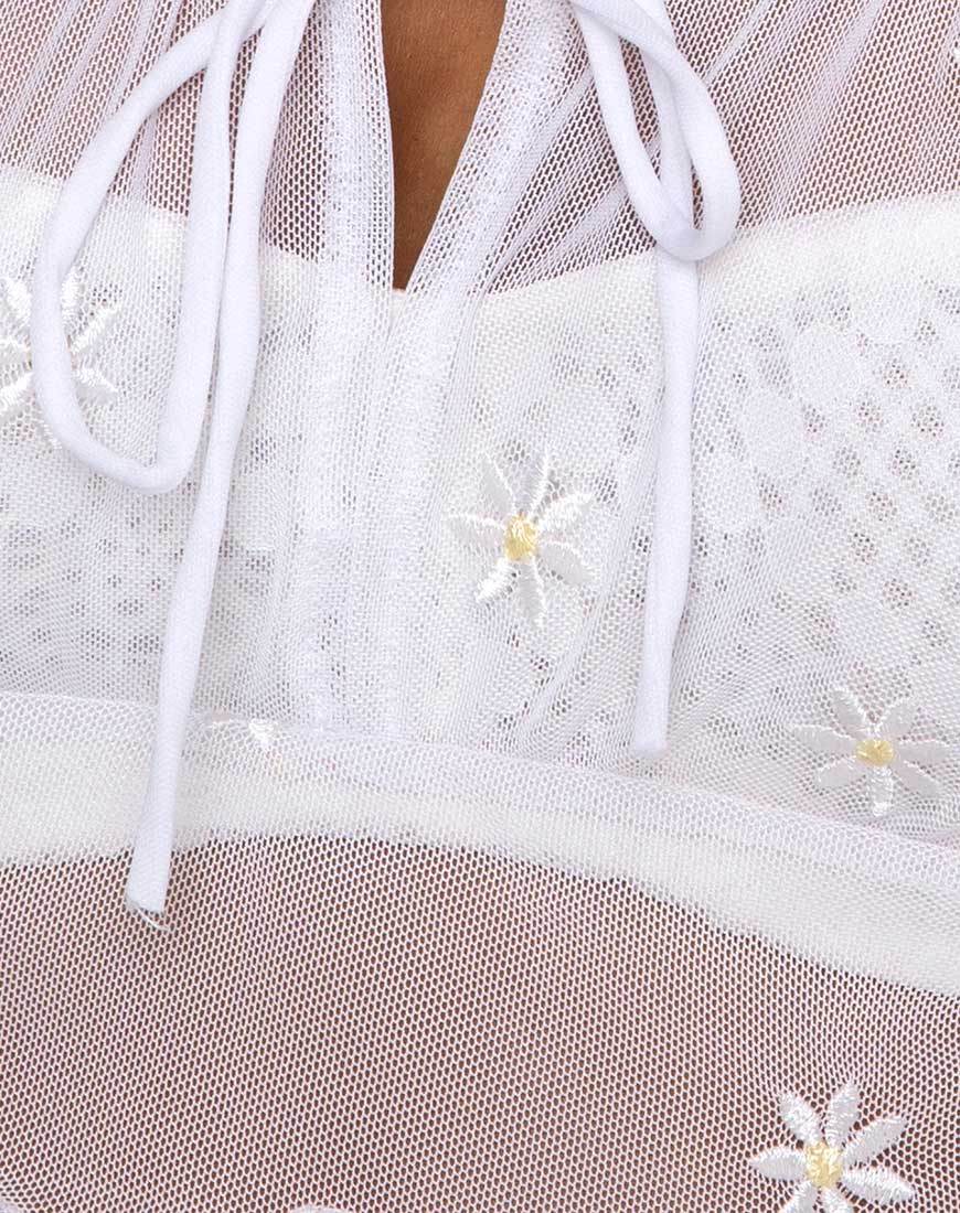 Salima Top de manga larga en blanco Daisy Embro Blanco
