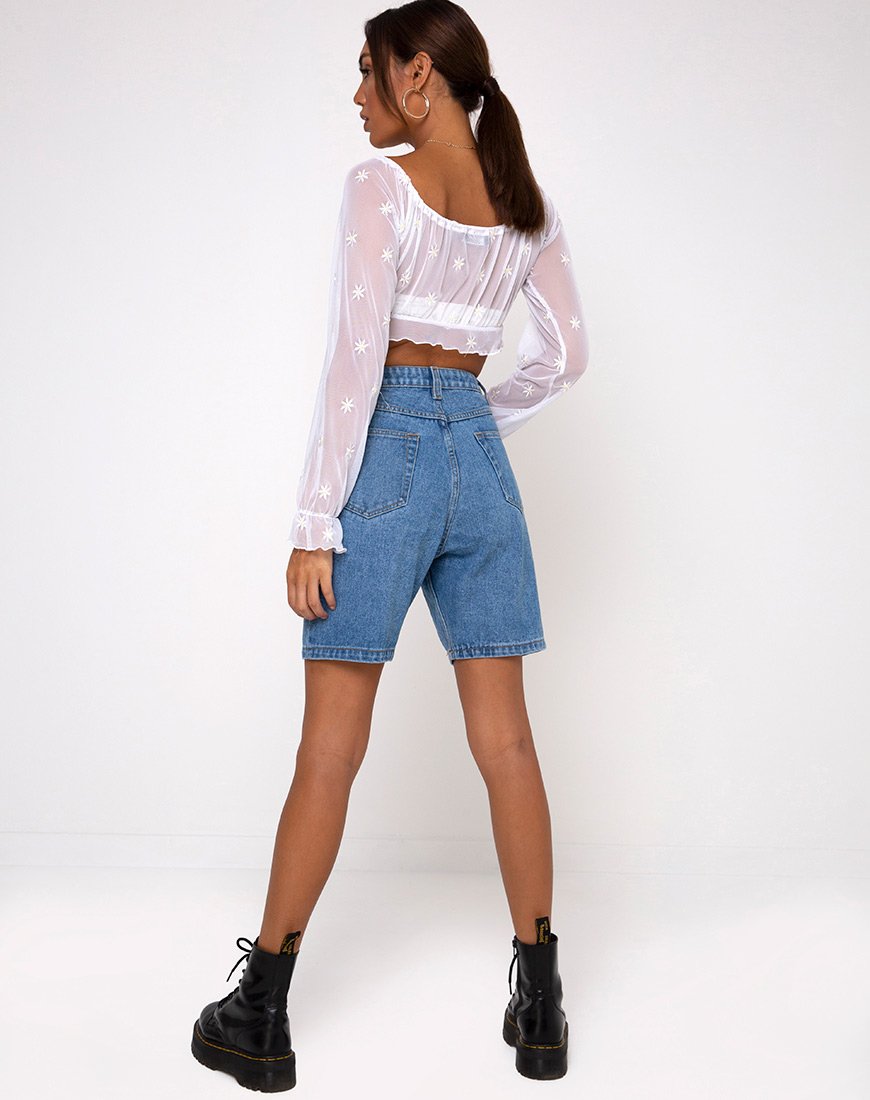 Imagen de Salima Top de manga larga en blanco Daisy Embro White