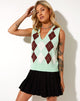 Imagen de Sami Chaleco Top en Argyle Verde Crema y Marrón