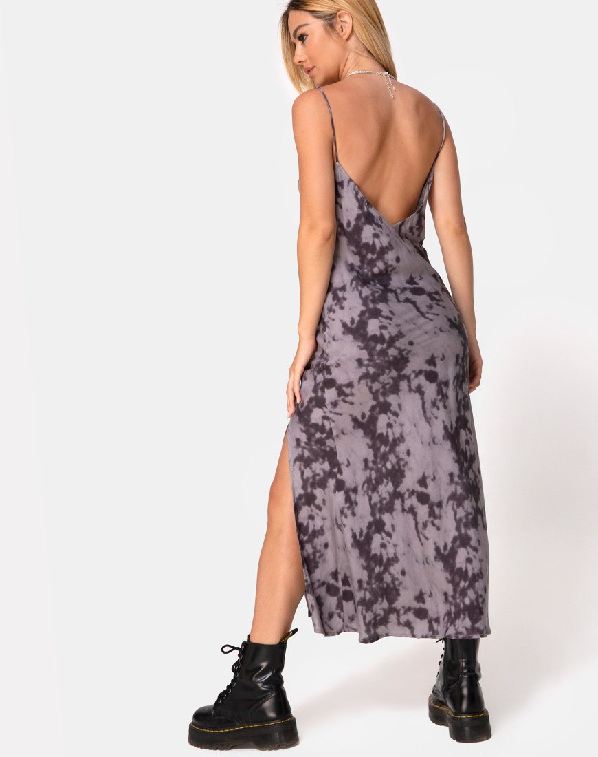 Vestido Samia Midi en Gris Blanqueado Tie Dye