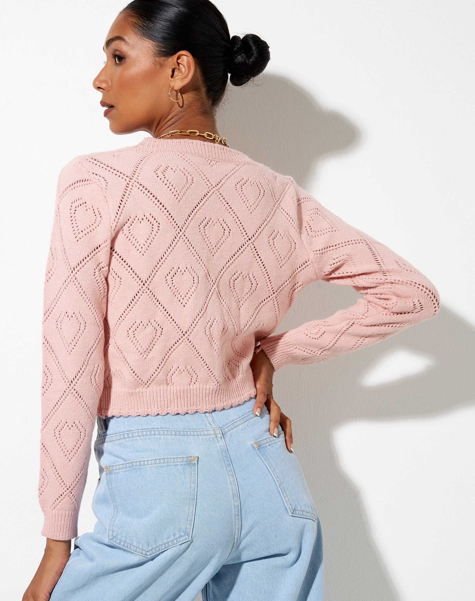 Imagen de Samo Cardigan en rosa diamante y corazón