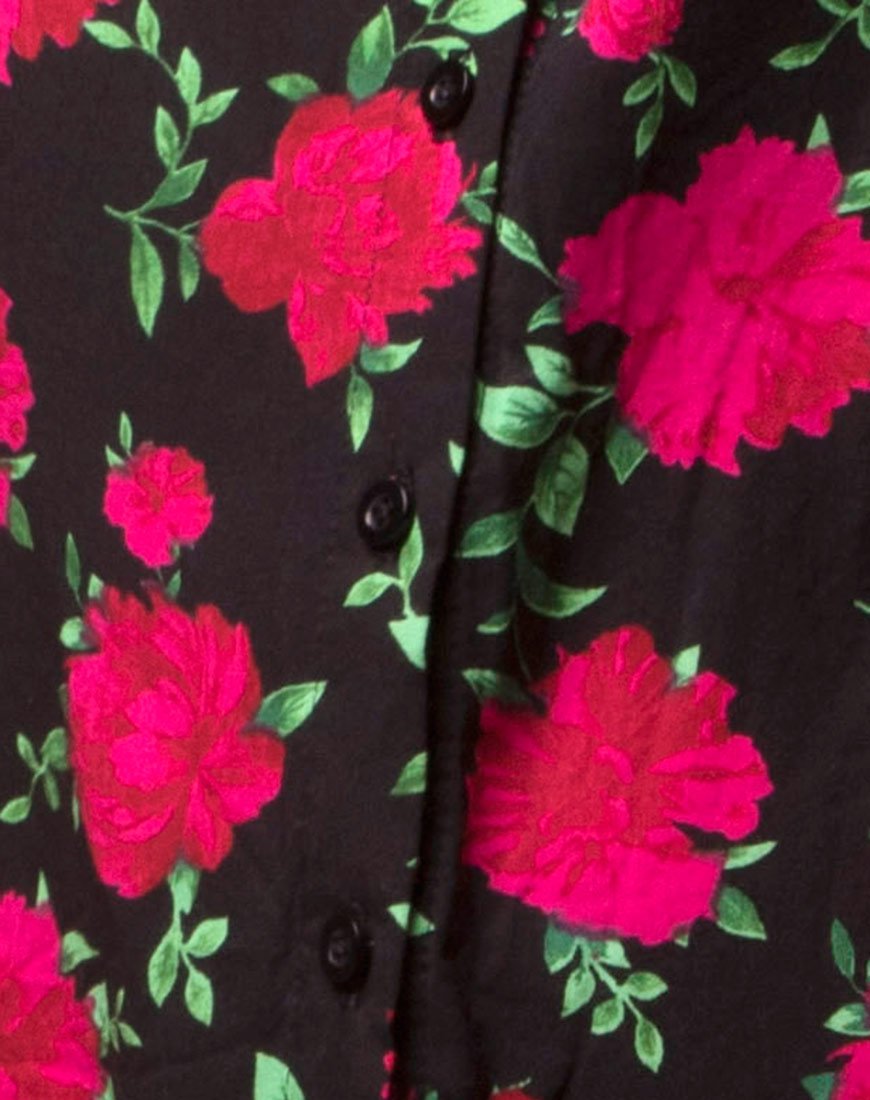 Imagen de Sanna Slip Dress in Valeria Rose Negro y Rojo