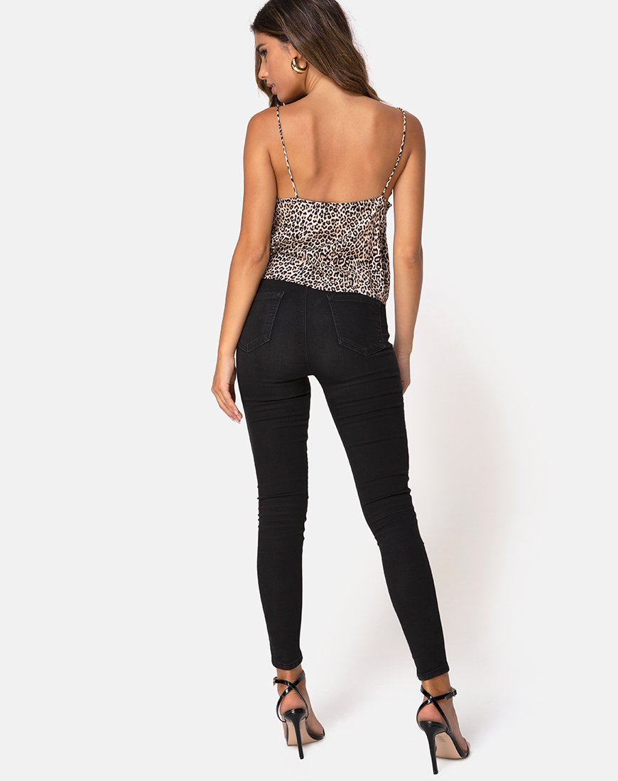 Imagen de Sancez Top en Rar Leopardo Marrón con Encaje Negro