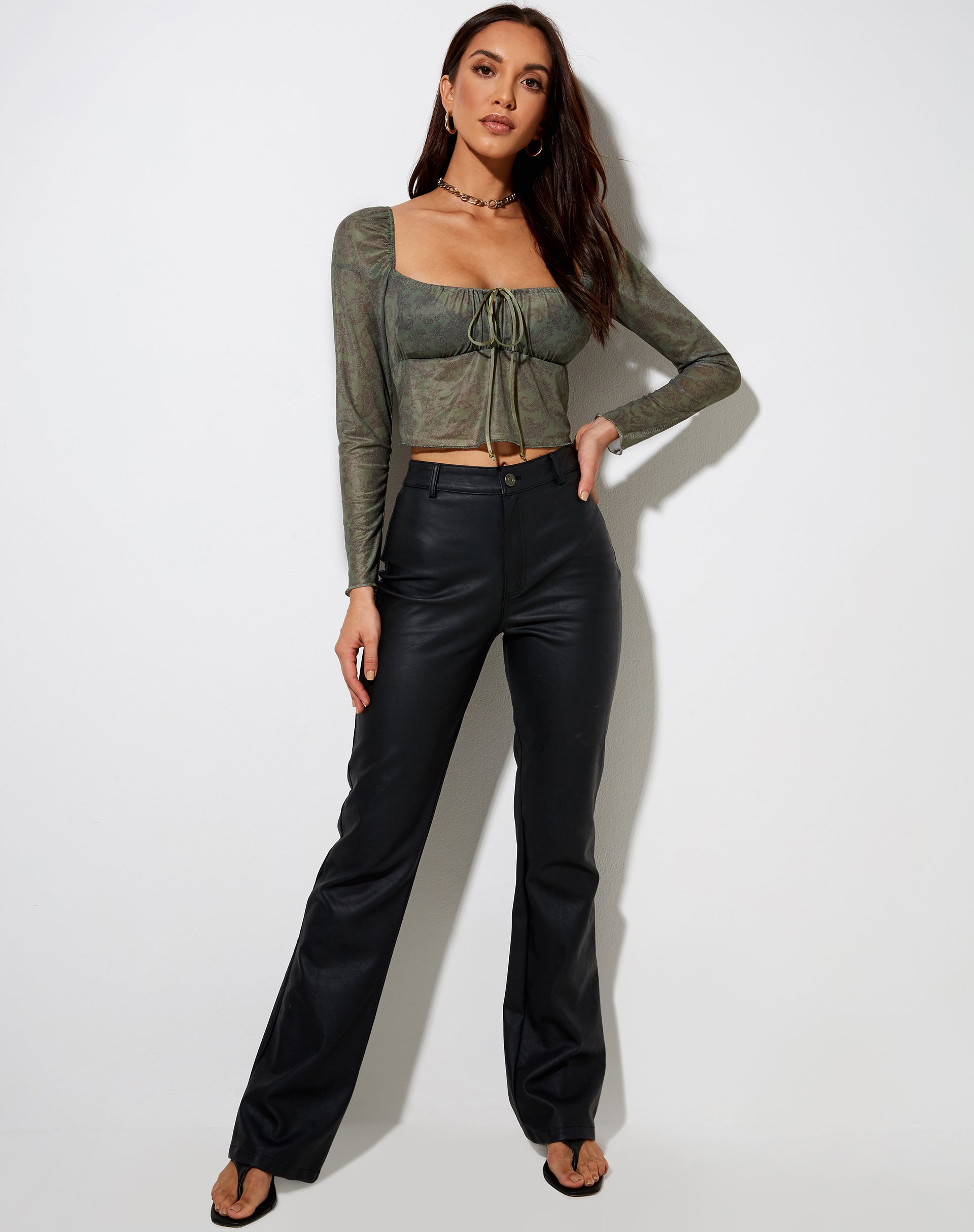 Imagen de Sanila Crop Top en Mono Paisley Verde