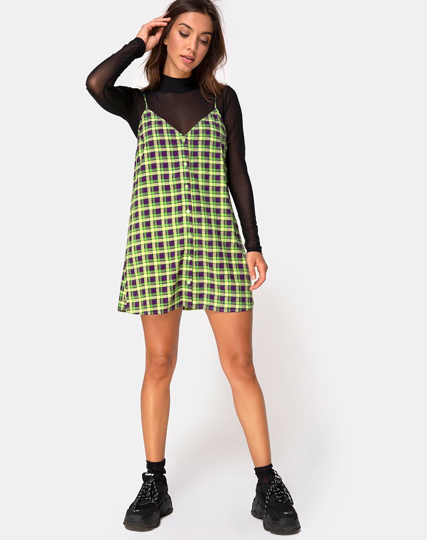 Imagen de Sanna Slip Dress in Green and Purple Check