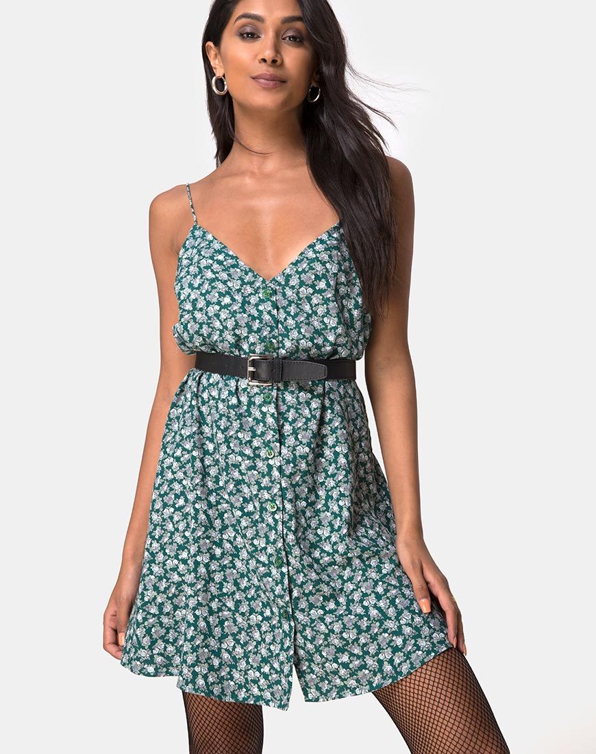 Sanna Slip Dress en Floral Bloom Verde