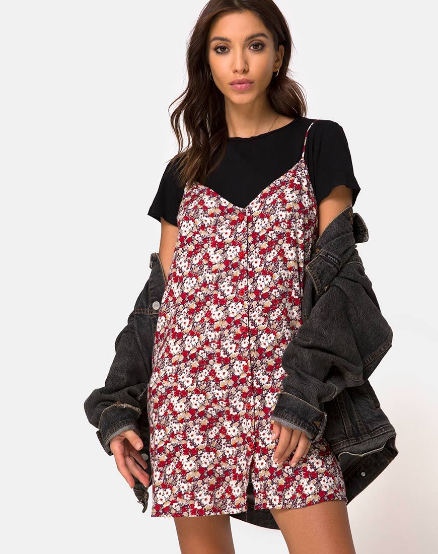 Sanna Slip Dress en Floral Charm Rojo