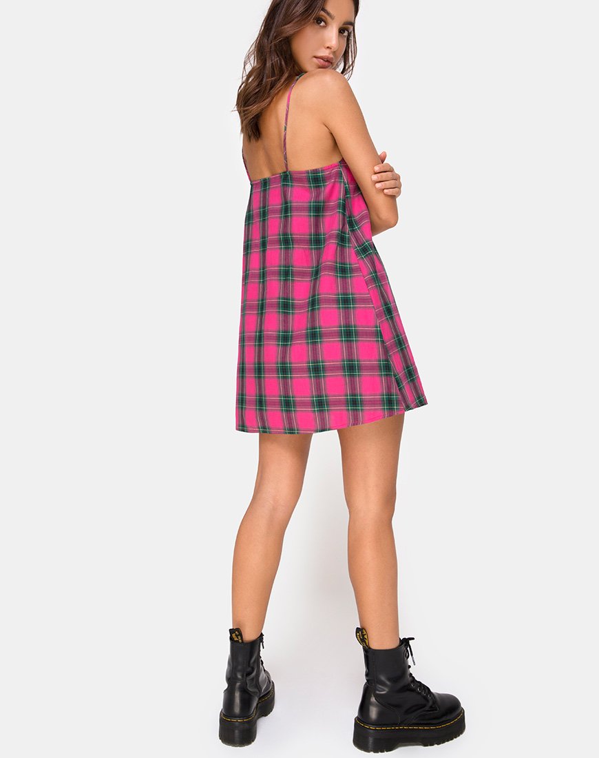 Imagen de Sanna Slip Dress in Pink and Green Check