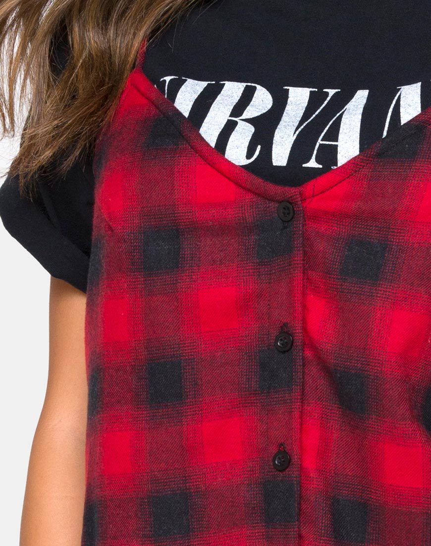 Imagen de Sanna Slip Dress in Plaid Red Black