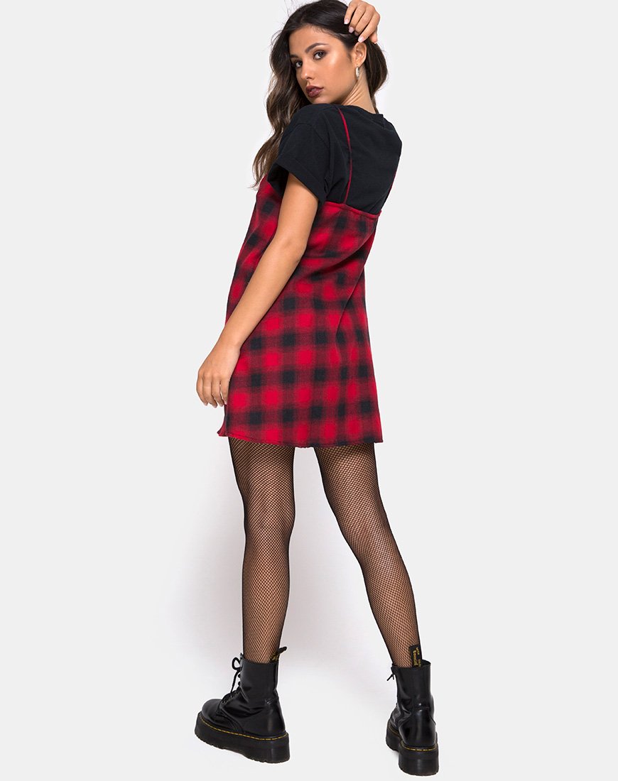Imagen de Sanna Slip Dress in Plaid Red Black