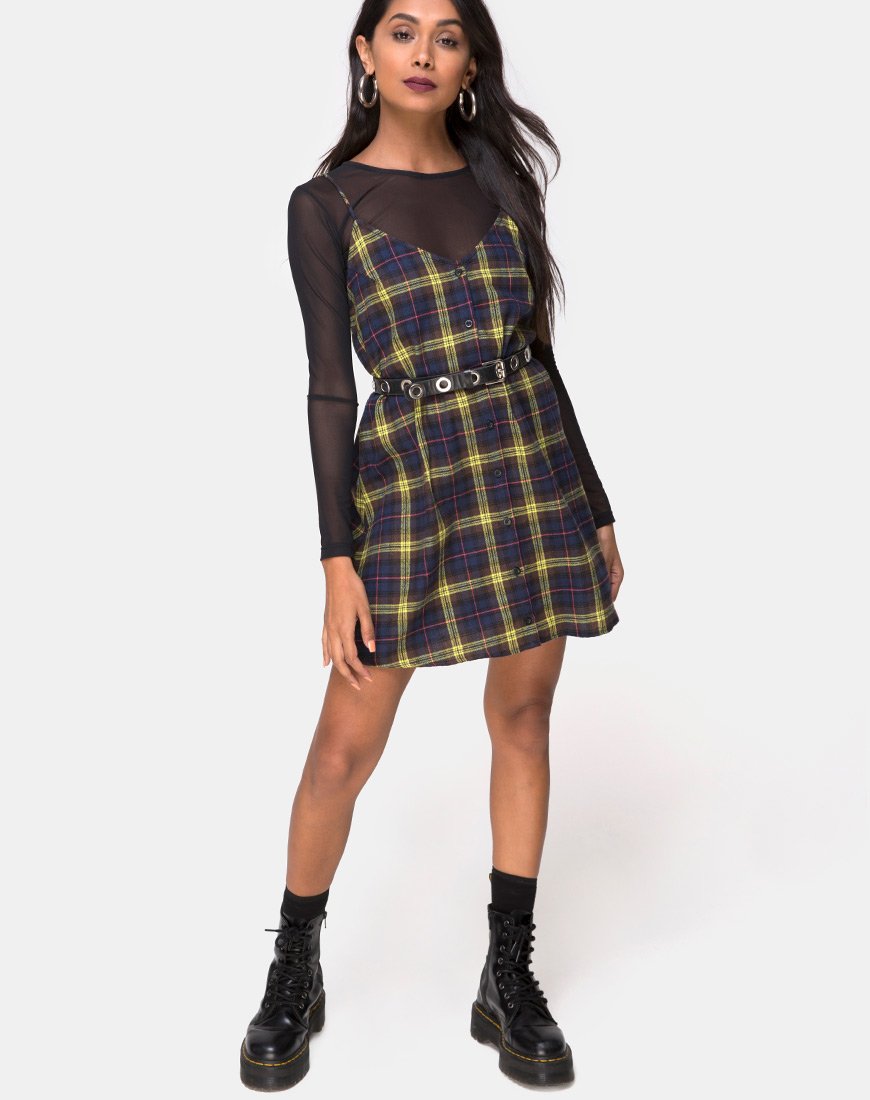 Imagen de Sanna Slip Dress in Plaid Brown Yellow Check