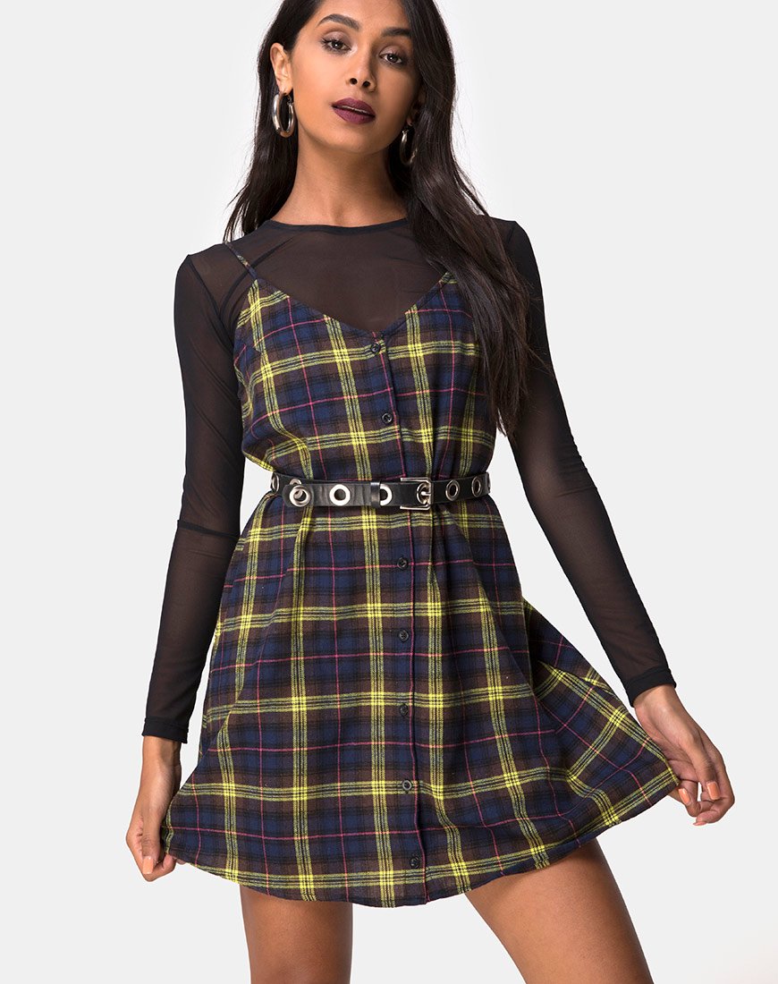 Sanna Slip Dress a cuadros marrón amarillos