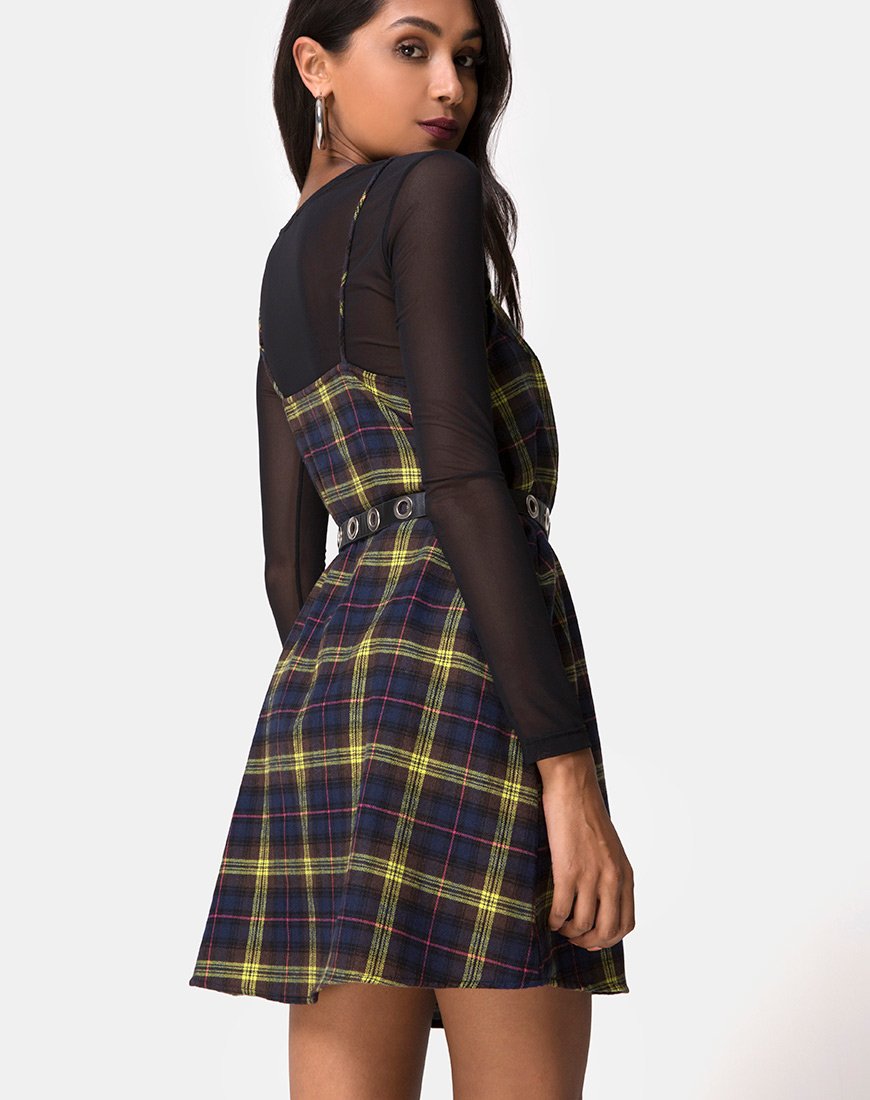 Sanna Slip Dress a cuadros marrón amarillos