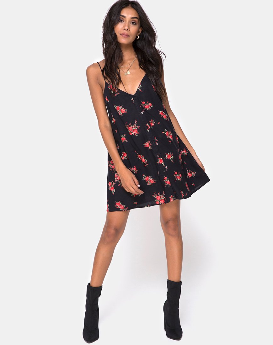 Imagen de Sanna Slip Dress en Soi Rose Negro y Rojo