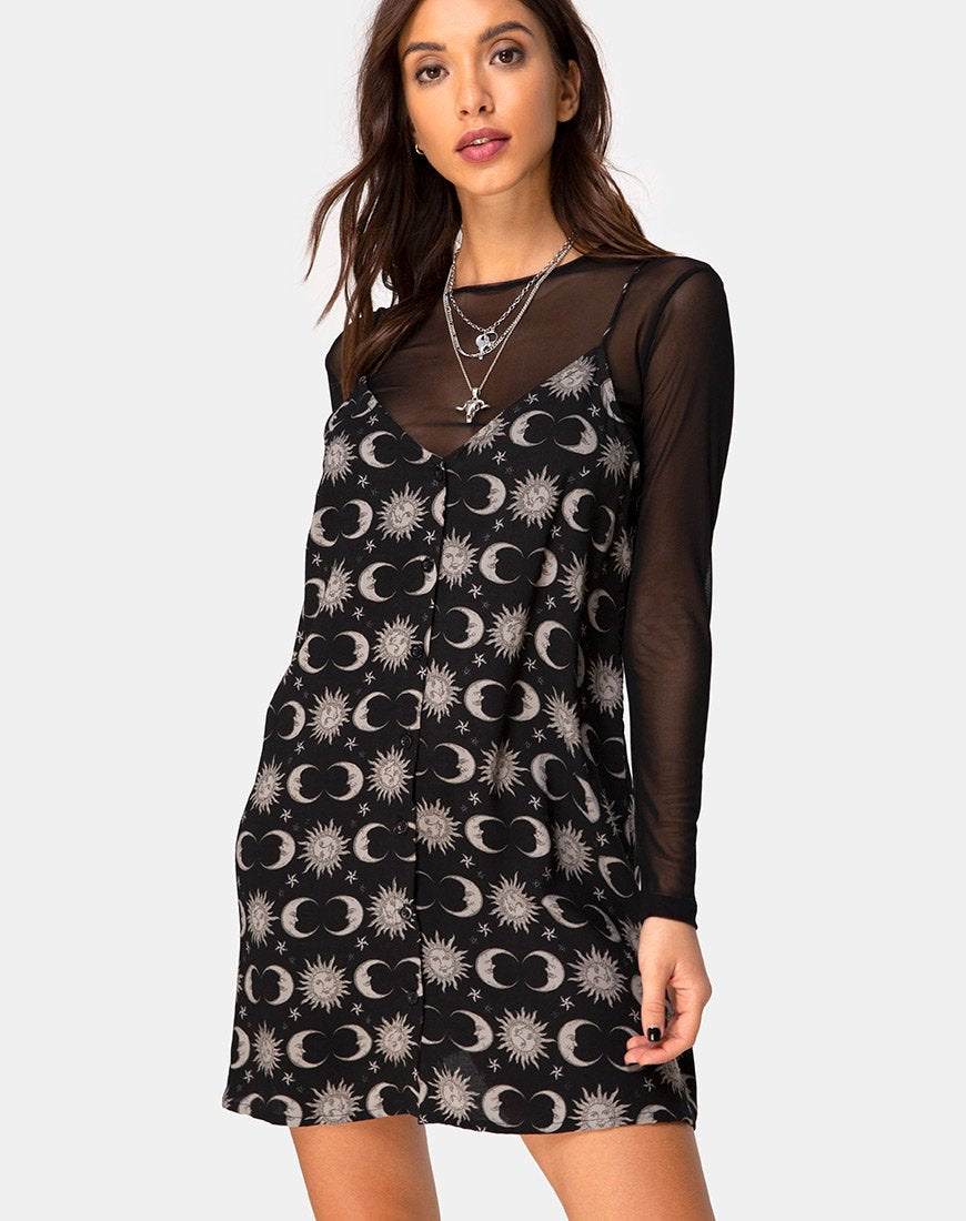 Vestido slip Sanna en negro claro de luna