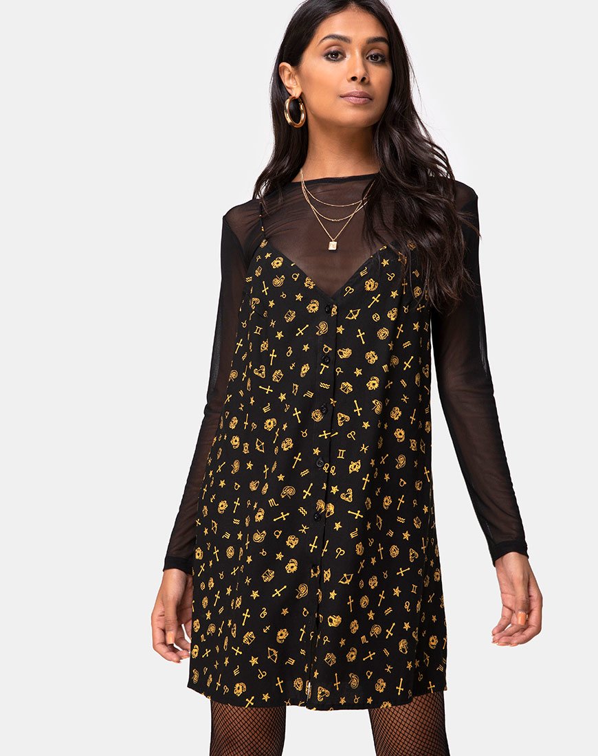Sanna Slip Dress en Mini Astro Negro