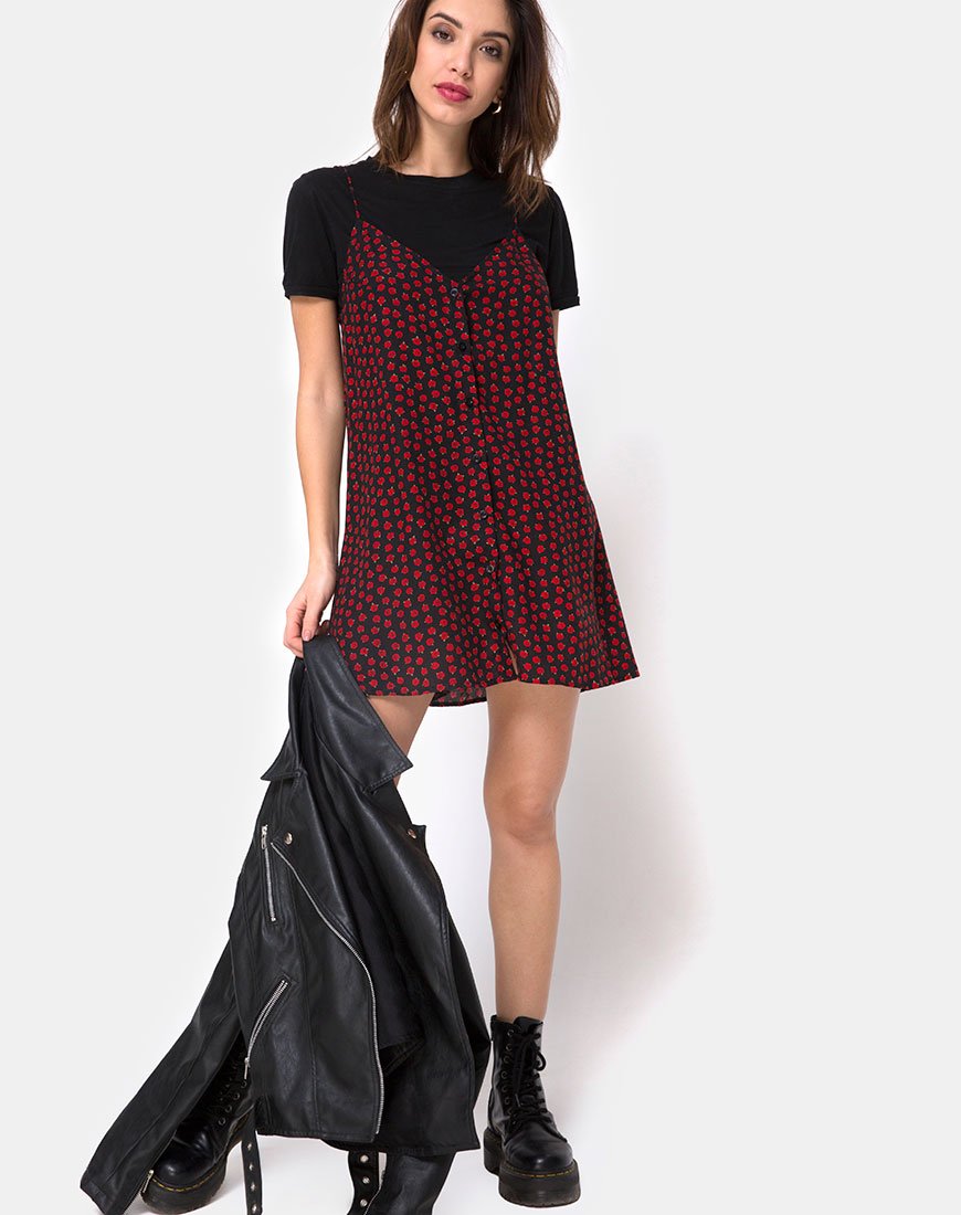 Imagen de Sanna Slip Dress in Dotty Rose Negro