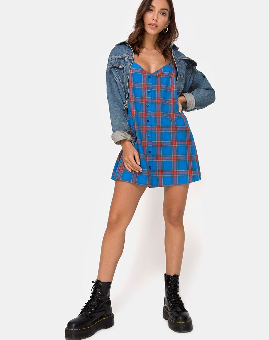 Imagen de Sanna Slip Dress in Blue and Red Check