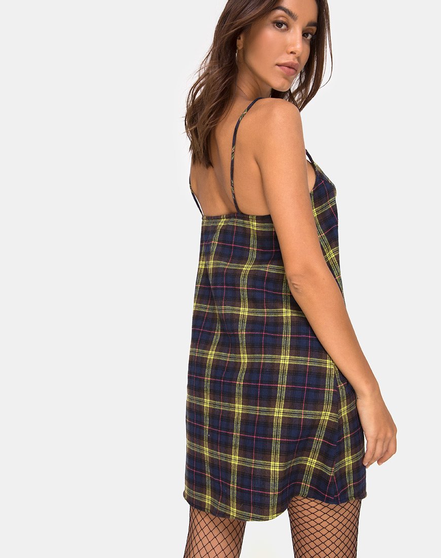 Imagen de Sanna Slip Dress in Plaid Brown Yellow Check