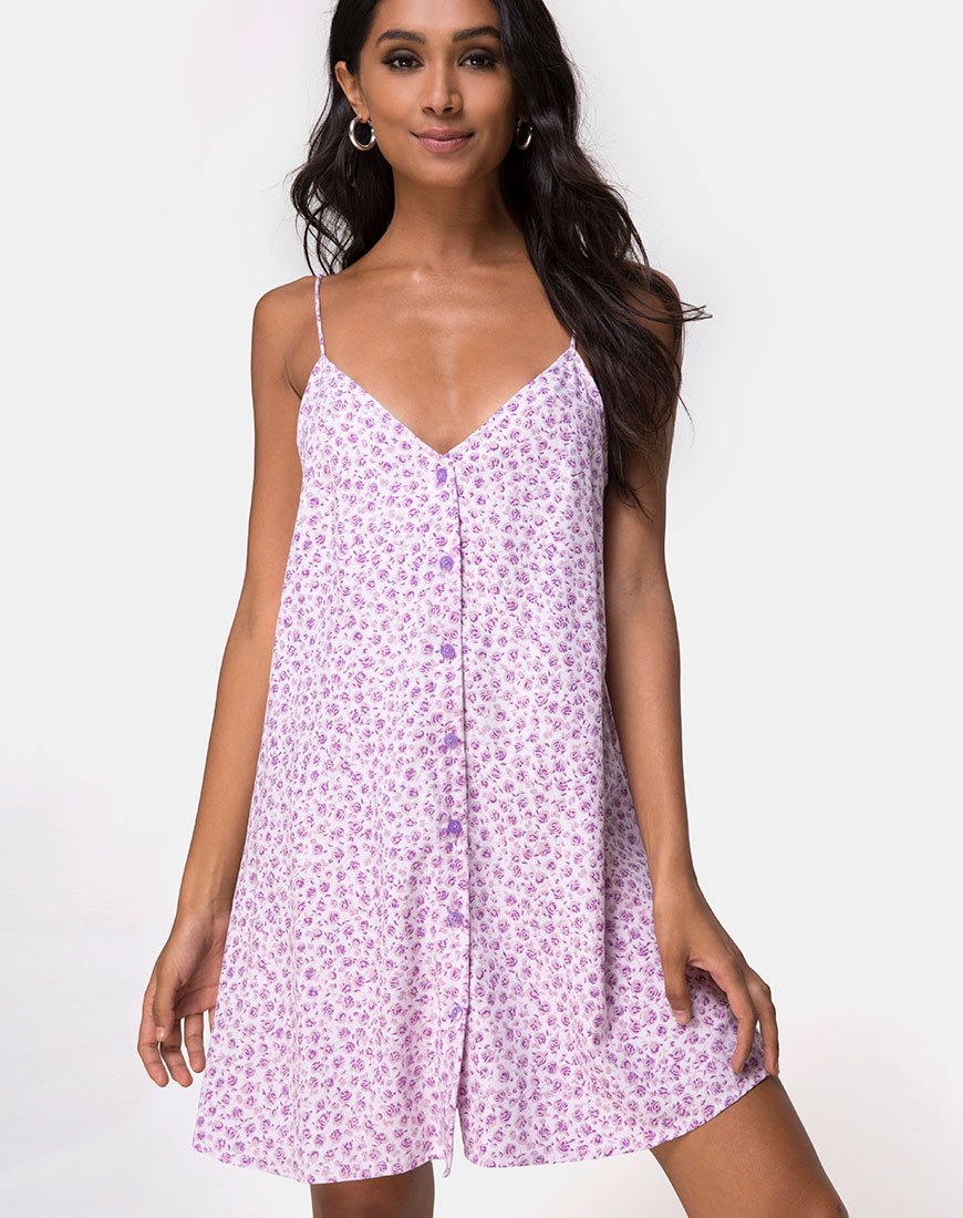 Sanna Slip Dress en Ditsy Rose Lila