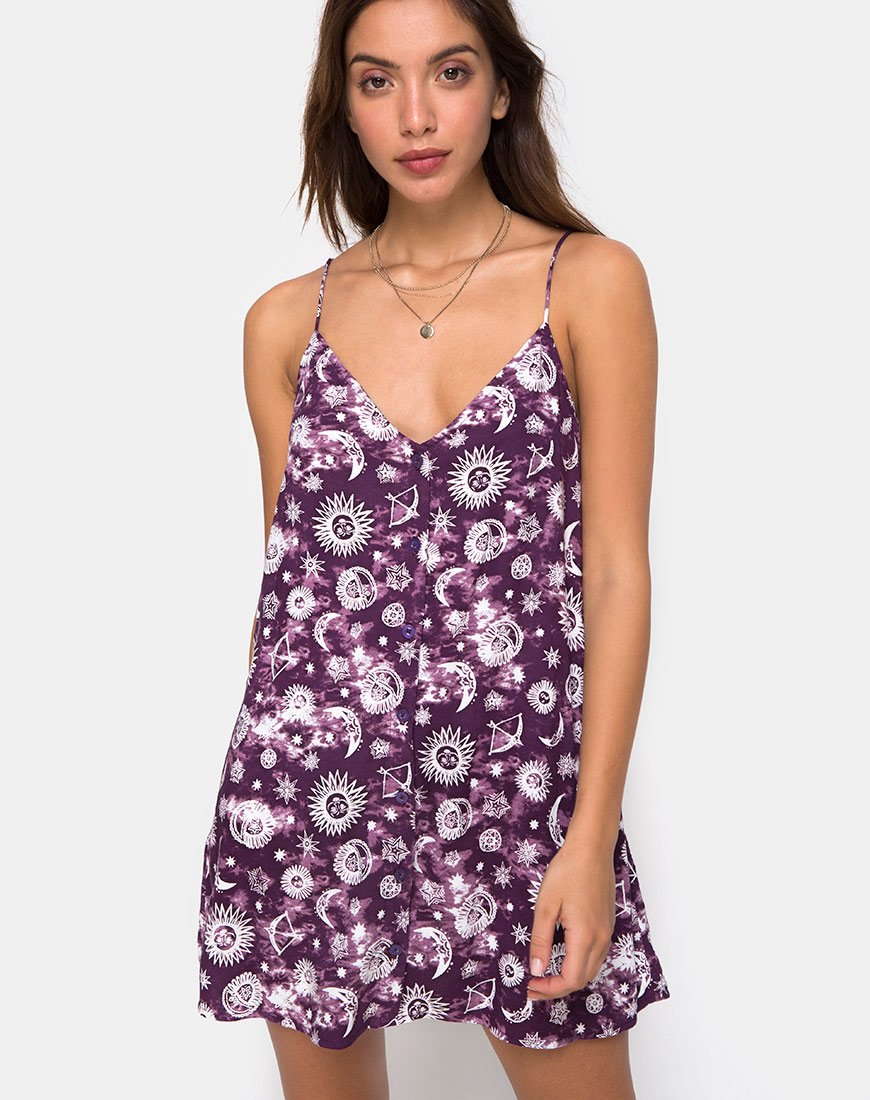 Vestido slip Sanna en morado Zodiac