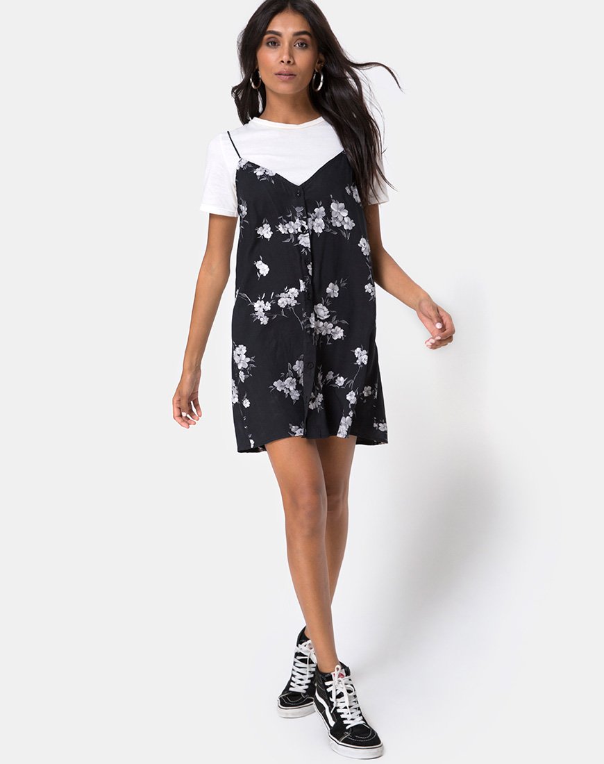 Imagen de Sanna Slip Dress in Mono Flower Negro