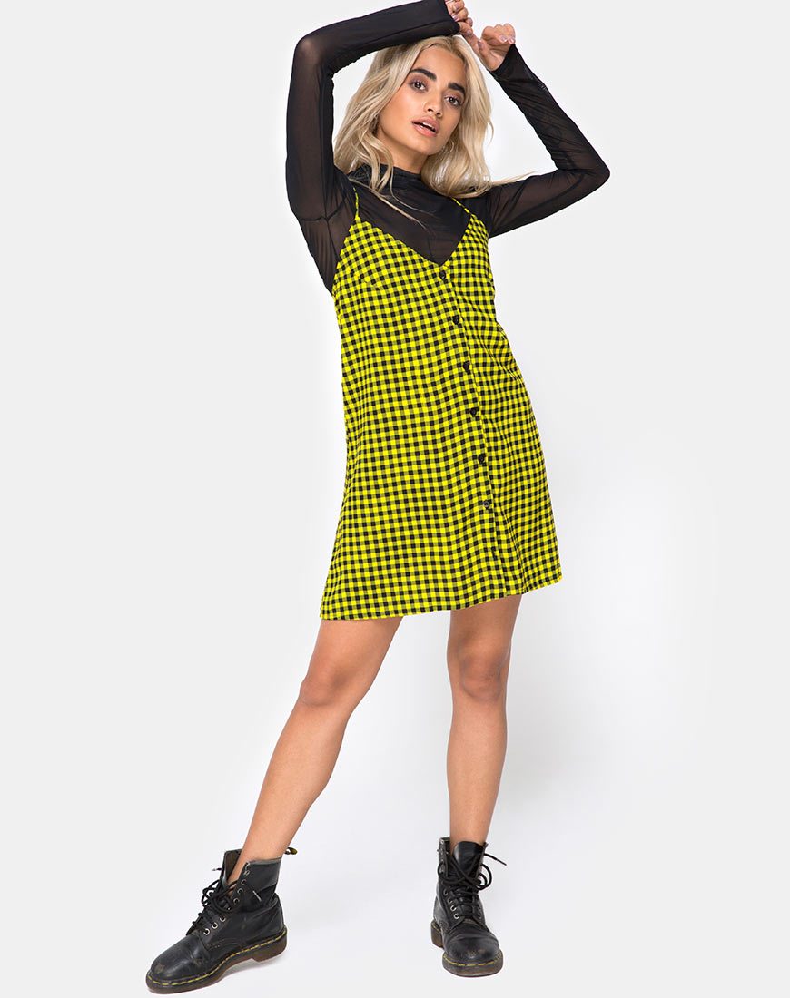 Imagen de Sanna Slip Dress in Medium Gingham Yellow