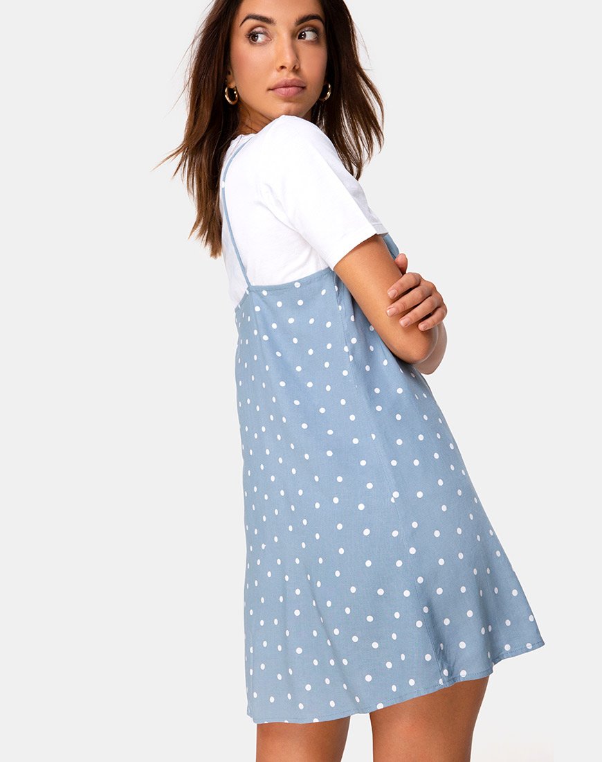 Sanna Slip Dress en Skater Polka Azul