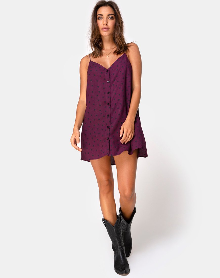 Imagen de Sanna Slip Dress in Skater Polka Wine