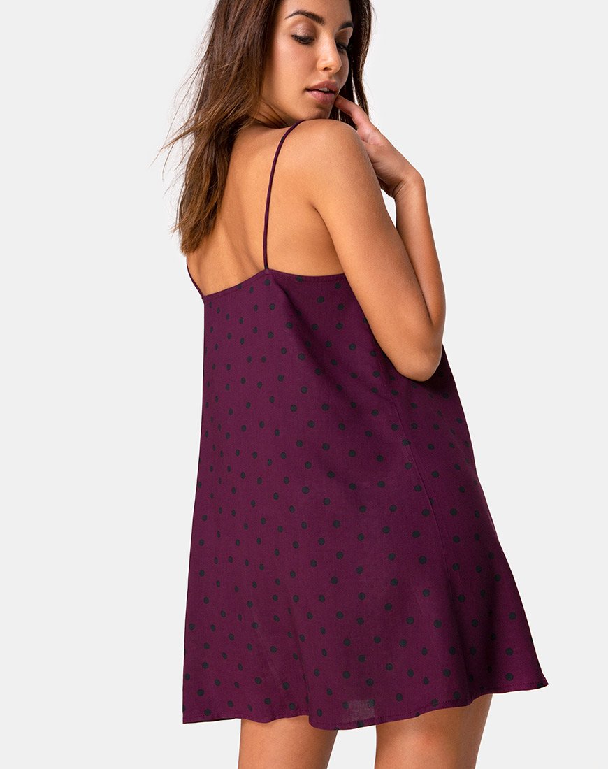 Imagen de Sanna Slip Dress in Skater Polka Wine