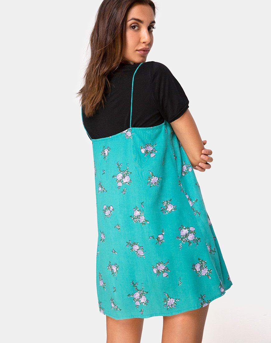Vestido slip Sanna en verde rosa soi