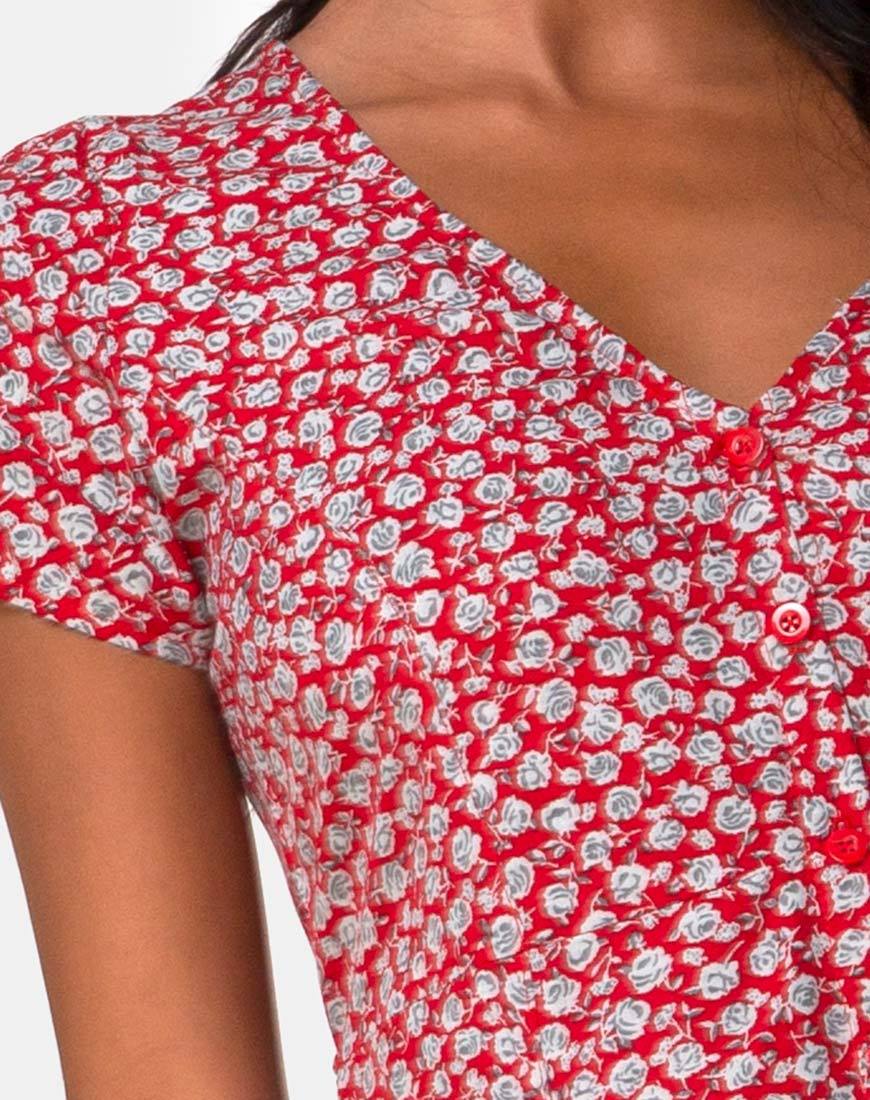 Imagen de Sanrin Vestido en Ditsy Rosa Rojo Plata