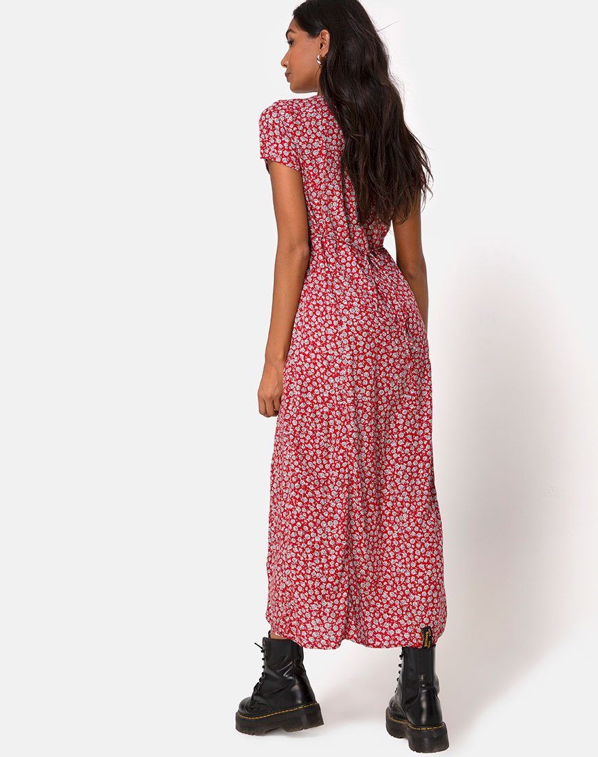 Imagen de Sanrin Vestido en Ditsy Rosa Rojo Plata