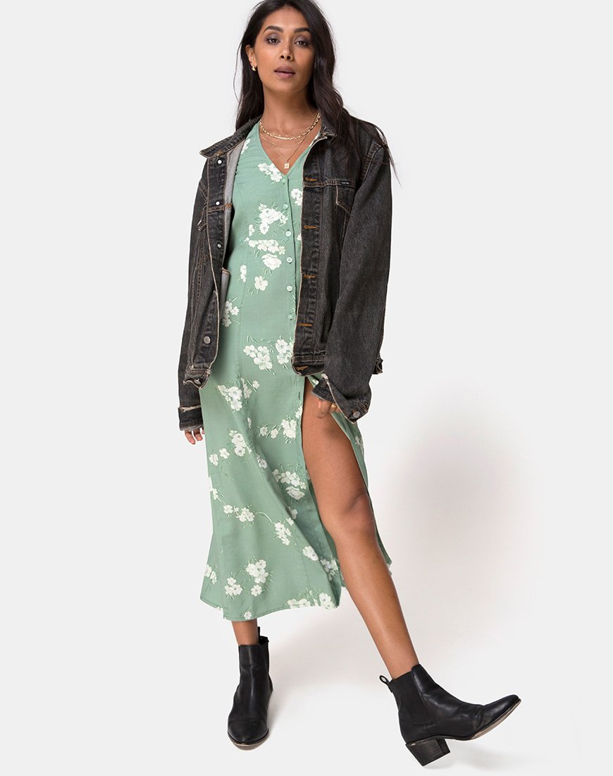 Imagen de Sanrin Maxi Dress in Mono Flower Green