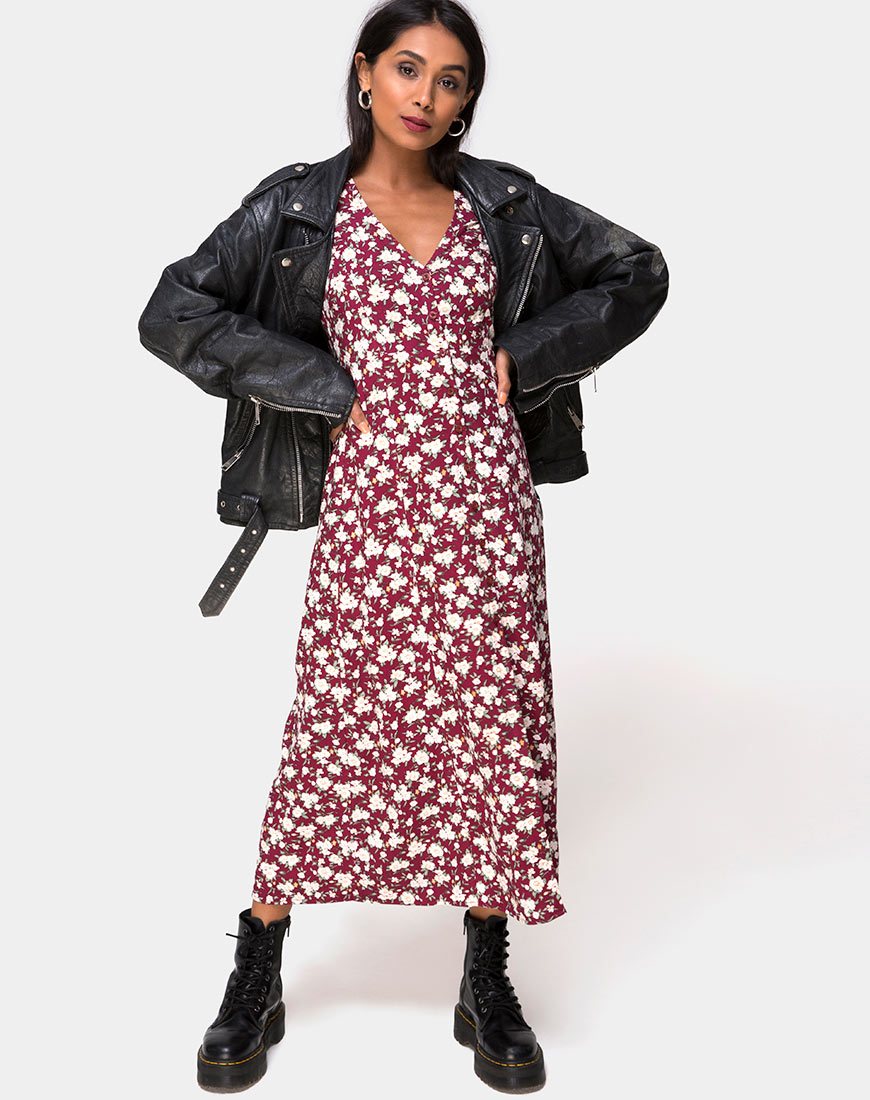 Imagen de Sanrin Vestido Midi en Wild Fleur Granate