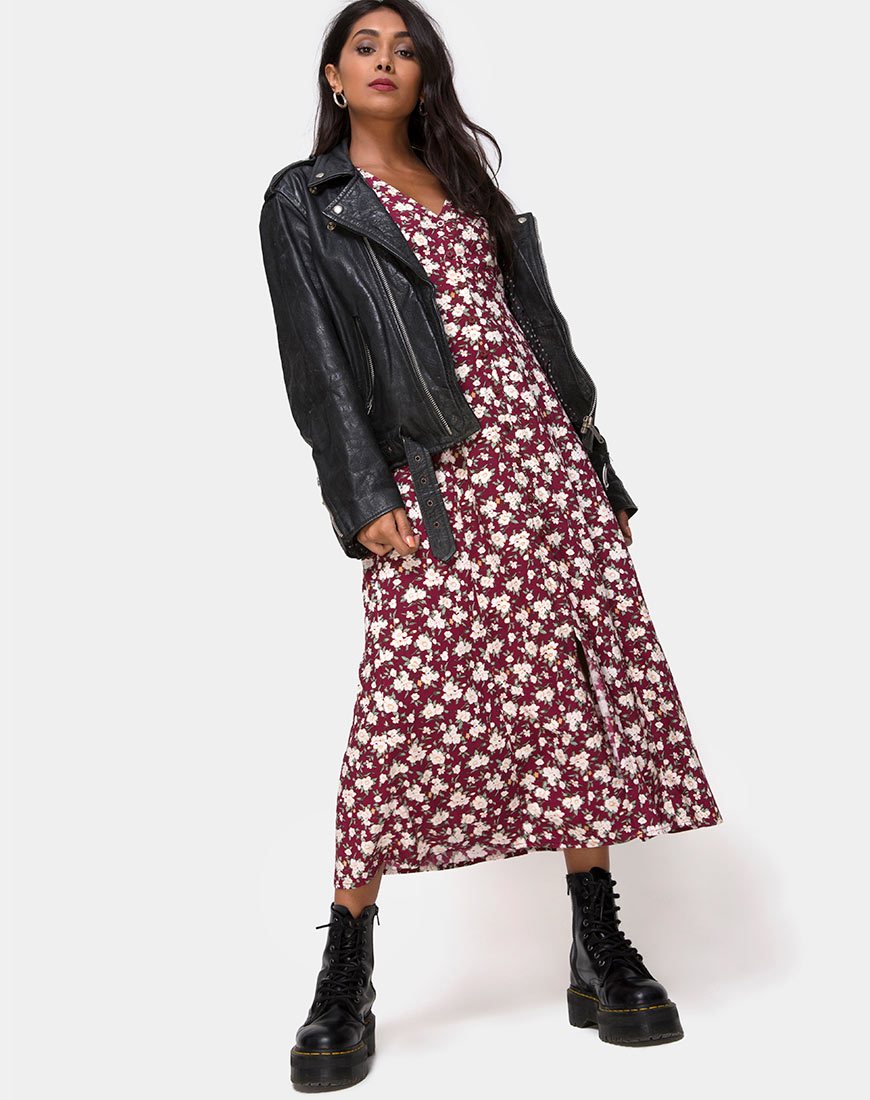 Imagen de Sanrin Vestido Midi en Wild Fleur Granate