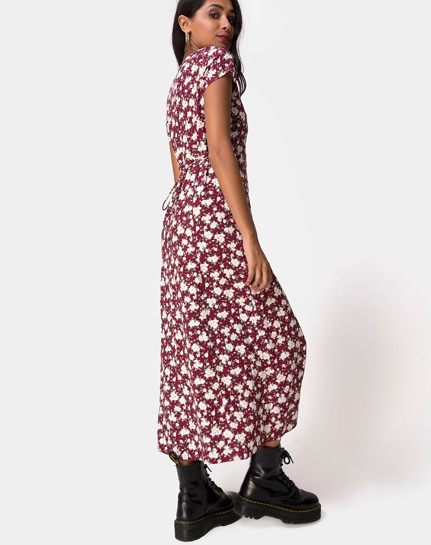 Vestido Sanrin Midi en Wild Fleur Granate