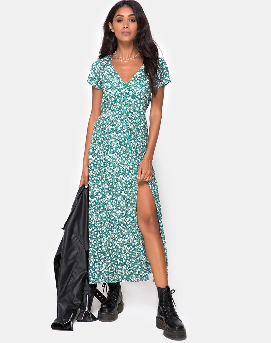 Imagen de Sanrin Midi Dress in Floral Field Green