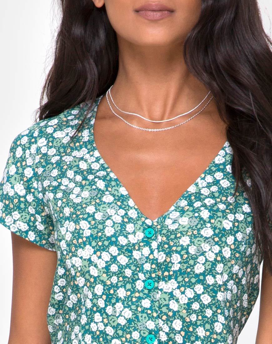Imagen de Sanrin Midi Dress in Floral Field Green