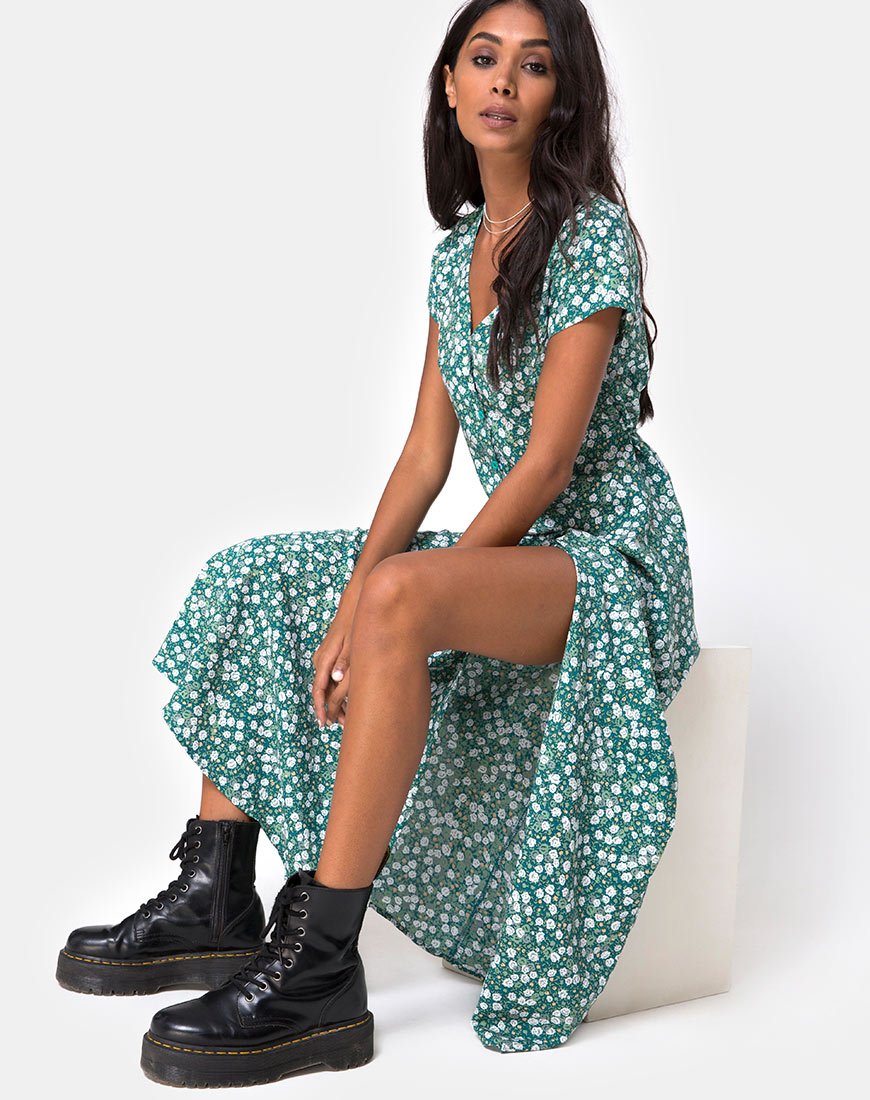 Imagen de Sanrin Midi Dress in Floral Field Green