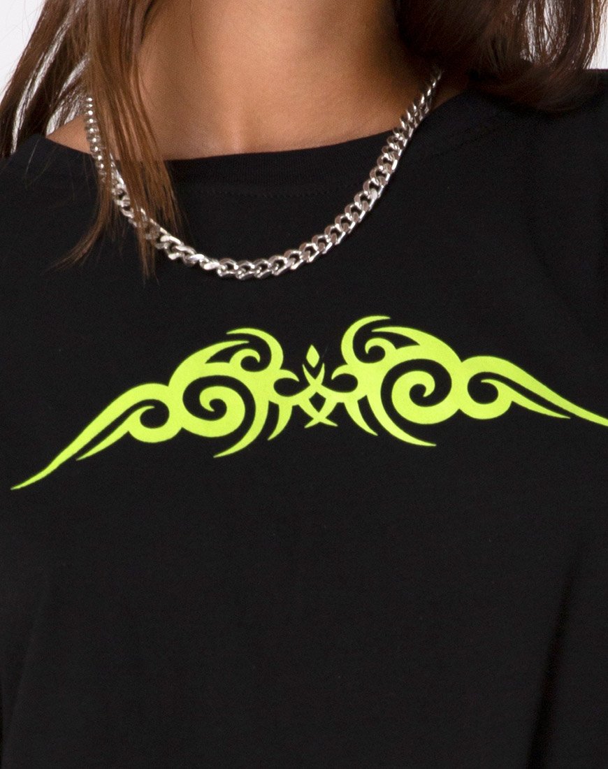 Imagen de Sashie Jumper Dress in Black with Green Tribal