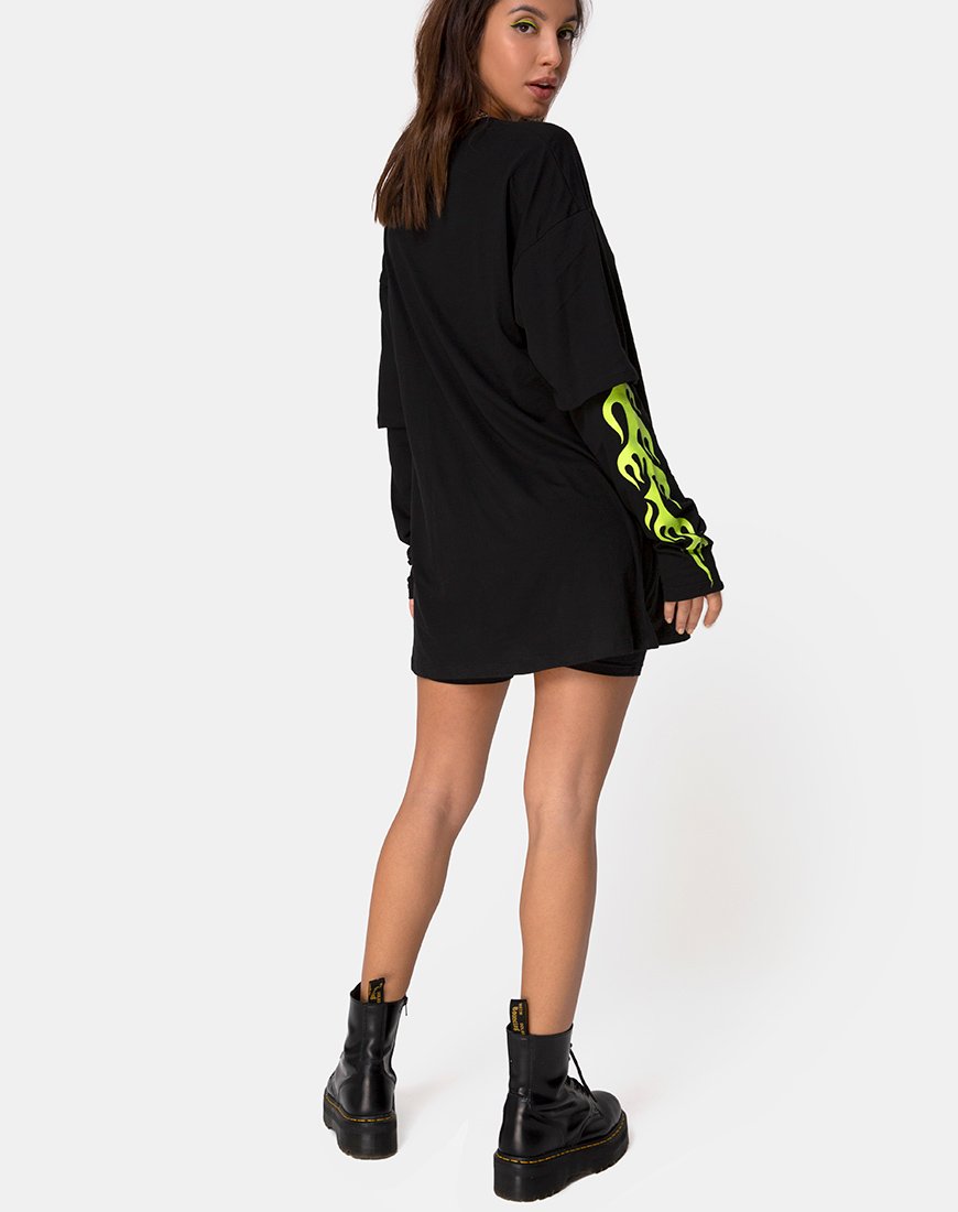 Imagen de Sashie Jumper Dress in Black with Green Tribal