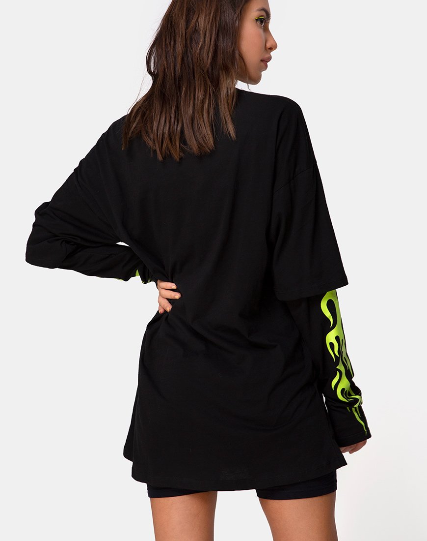 Sashie Jumper Dress en negro con tribal verde