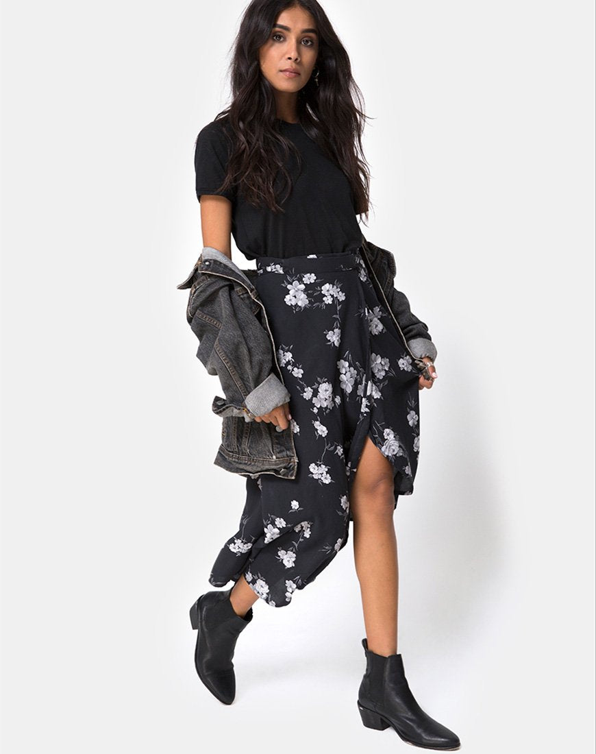 Imagen de Satha Falda Midi en Mono Flor Negra