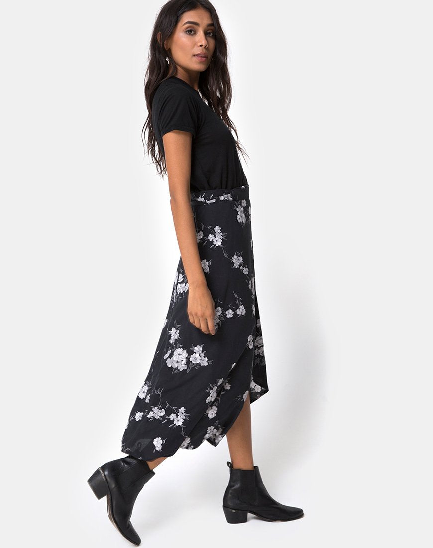 Imagen de Satha Falda Midi en Mono Flor Negra
