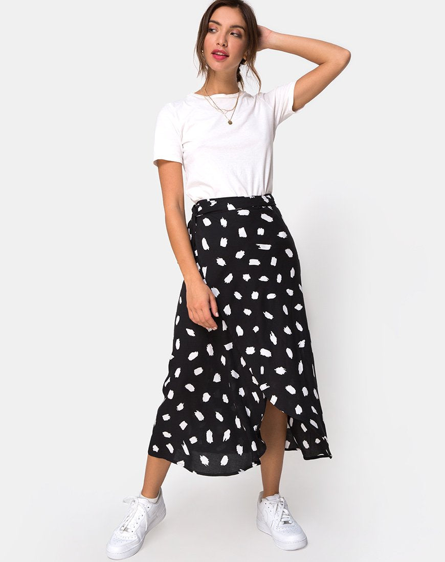 Falda Satha Midi en Diana Dot Negra