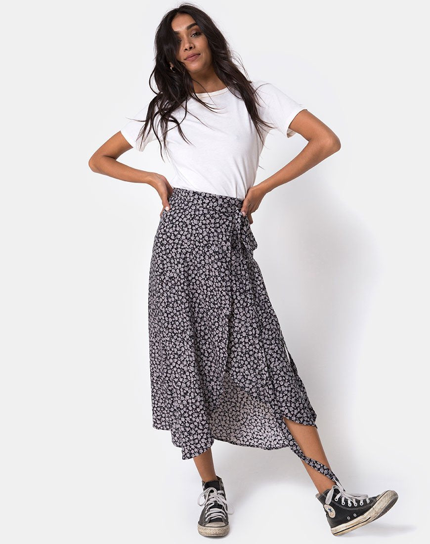 Falda Satha en Ditsy Rose Negro