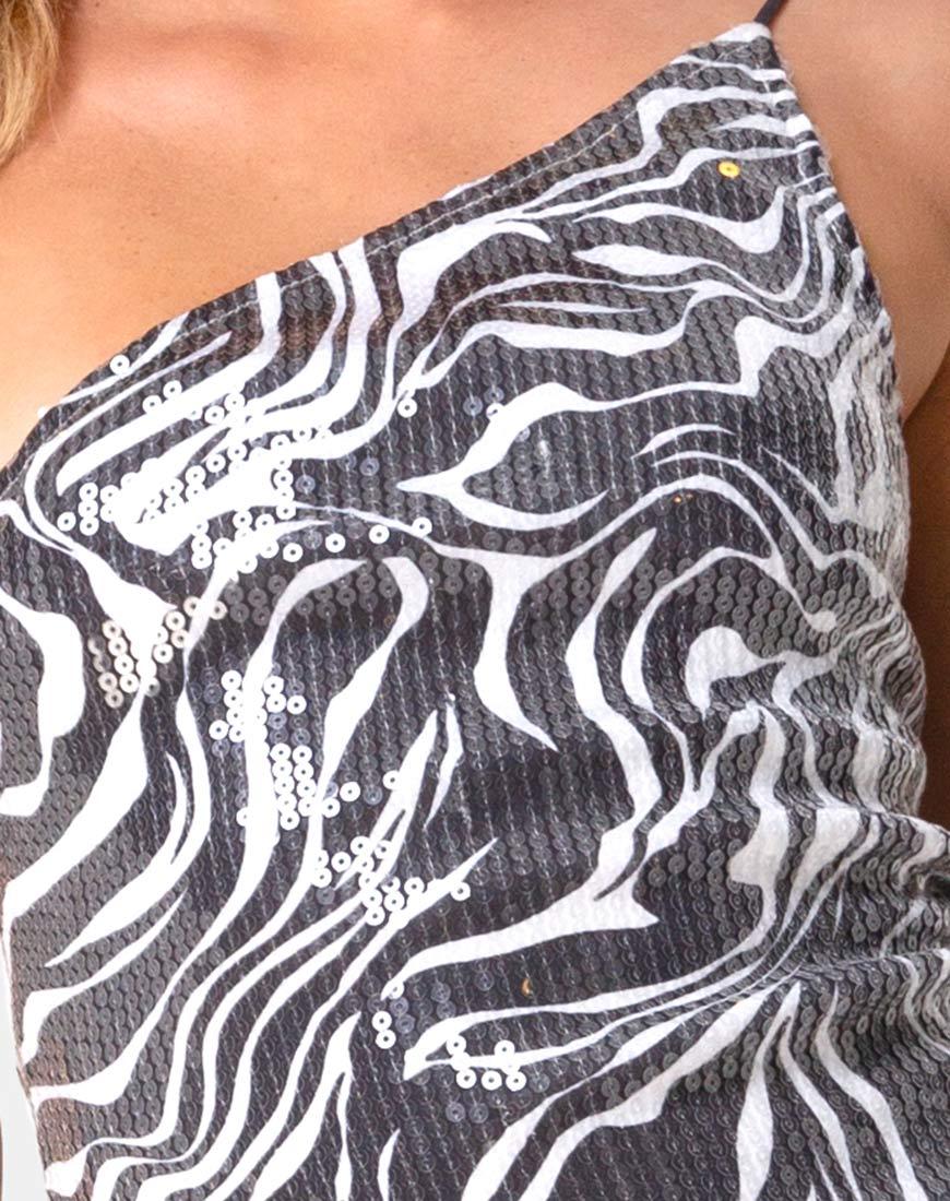 Imagen de Sattia Bodycon Dress in Trippy Zebra Clear Sequin
