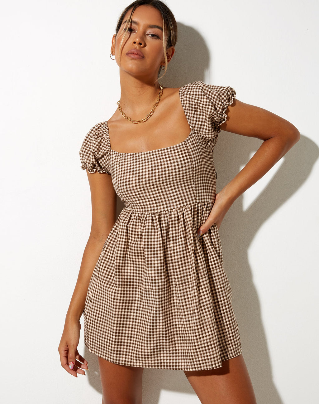 Vestido Saunder Skater en Mini Gingham